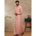 Ramraj - Art Silk Copper Tone Shirt with Dhoti & Towel Set (Full Sleeves)_4