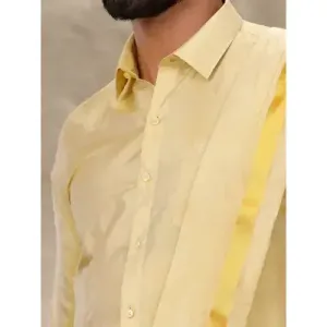 Ramraj – Art Silk Dark Jari Gold Shirt with Dhoti & Towel Set (Full Sleeves)