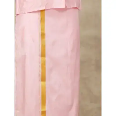 Ramraj – Art Silk Pink Shirt with Dhoti & Towel Set (Full Sleeves) Ramraj – Art Silk Pink Shirt with Dhoti & Towel Set (Full Sleeves)