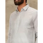 Ramraj - Art Silk Silver Grey Shirt with Dhoti & Towel Set (Full Sleeves)_2