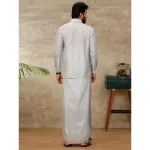 Ramraj - Art Silk Silver Grey Shirt with Dhoti & Towel Set (Full Sleeves)_5