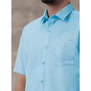 Ramraj – Cotton Rich Blue Shirt with Matching Border Dhoti Set C11 (Half Sleeves)