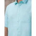 Ramraj - Cotton Rich Blue Shirt with Matching Border Dhoti Set C50 (Full Sleeves)_2