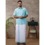 Ramraj – Cotton Rich Blue Shirt with Matching Border Dhoti Set C11 (Half Sleeves) Ramraj – Cotton Rich Blue Shirt with Matching Border Dhoti Set C11 (Half Sleeves)