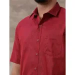 Ramraj - Cotton Rich Maroon Shirt with Matching Border Dhoti Set C81 (Half Sleeves)_2