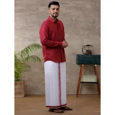 Ramraj – Cotton Rich Maroon Shirt with Matching Border Dhoti Set C81 (Full Sleeves) Ramraj – Cotton Rich Maroon Shirt with Matching Border Dhoti Set C81 (Full Sleeves)