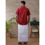 Ramraj - Cotton Rich Maroon Shirt with Matching Border Dhoti Set C81 (Half Sleeves)_5