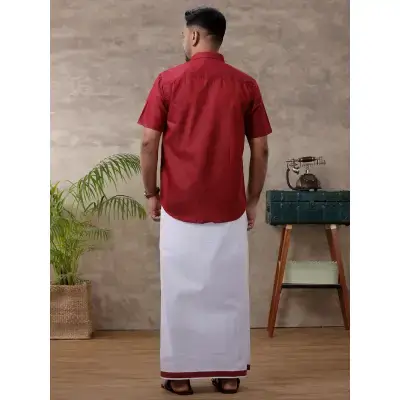 Ramraj – Cotton Rich Maroon Shirt with Matching Border Dhoti Set C81 (Half Sleeves) Ramraj – Cotton Rich Maroon Shirt with Matching Border Dhoti Set C81 (Half Sleeves)