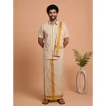 Ramraj - Tissue Gold Jacquard Shirt, Dhoti & Towel Set (3x1) GD13_3
