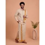 Ramraj - Tissue Gold Jacquard Shirt, Dhoti & Towel Set (3x1) GD13_5