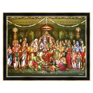 Seetha Rama Kalyanam Picture with wooden frame - 18 x 22 inches